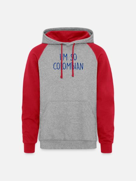 I'm so Colombian Colombia - Unisex Colorblock Hoodie - heather grey/red