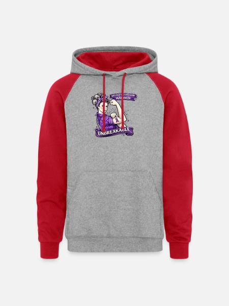 Unbreakable Sjögren's Warrior - Unisex Colorblock Hoodie - heather grey/red