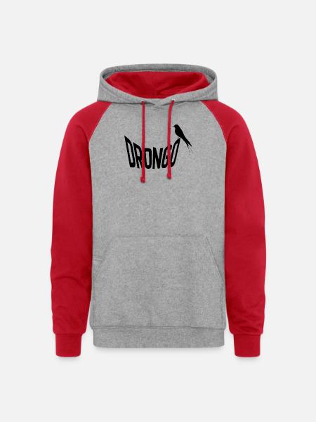 drongo - Unisex Colorblock Hoodie - heather grey/red
