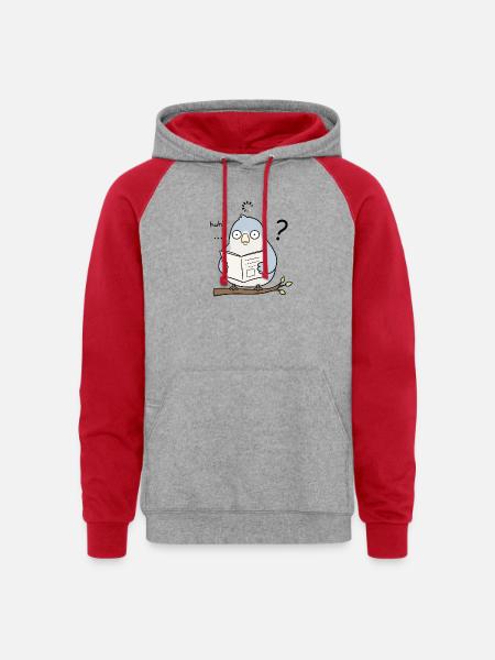 Huh? - Unisex Colorblock Hoodie - heather grey/red