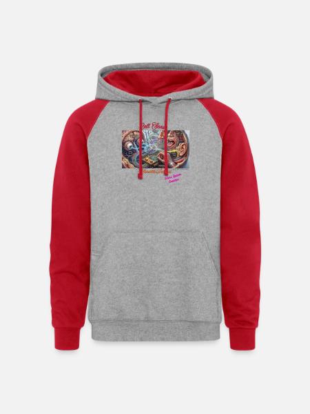 Cell- Sense - Unisex Colorblock Hoodie - heather grey/red