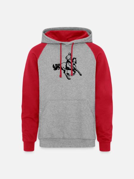 Equestrian - Unisex Colorblock Hoodie - heather grey/red