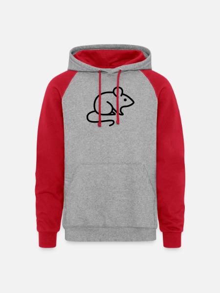 mouse - Unisex Colorblock Hoodie - heather grey/red