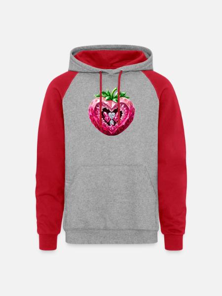 UNIQUELY DELICIOUS - Unisex Colorblock Hoodie - heather grey/red
