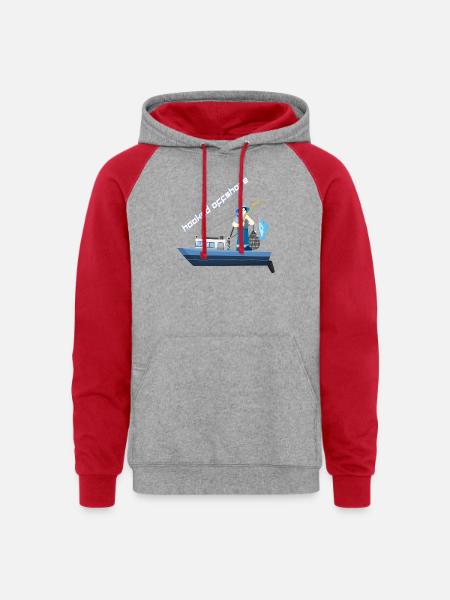 Hooked_Offshore - Unisex Colorblock Hoodie - heather grey/red
