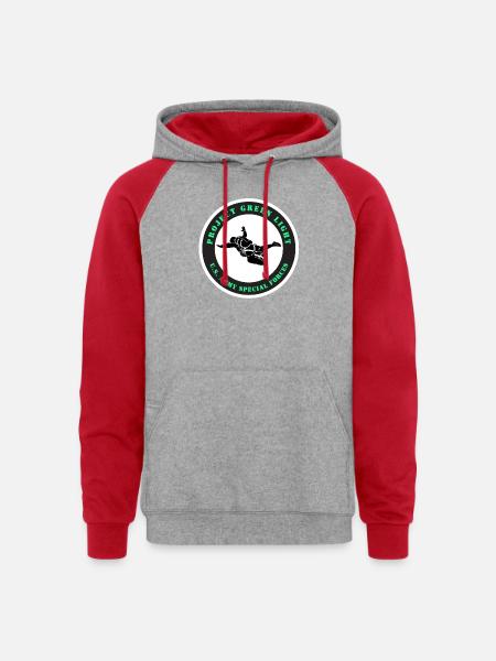Project Green Light - Unisex Colorblock Hoodie - heather grey/red