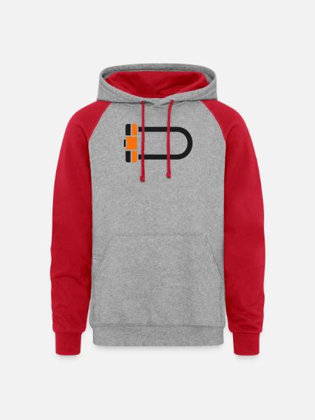 Bicycle U Lock Graphic - Unisex Colorblock Hoodie - heather grey/red