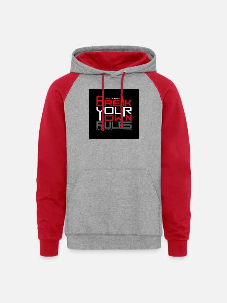 Break_the_limits-_Explosive_Action_Motivatt - Unisex Colorblock Hoodie - heather grey/red