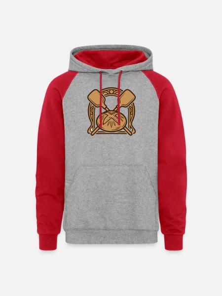 Bakers Peel Bread Crest - Unisex Colorblock Hoodie - heather grey/red