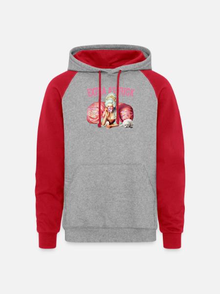Rococo Bubblegum Queen - Unisex Colorblock Hoodie - heather grey/red