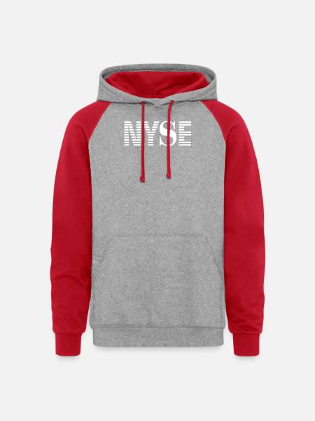 Nyse New York Stock Exchange - Unisex Colorblock Hoodie - heather grey/red