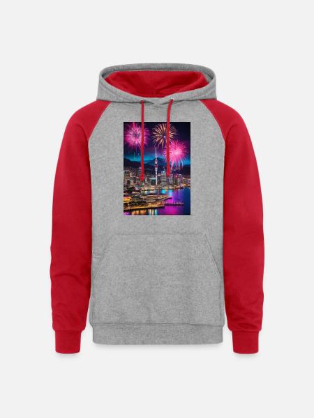 New Zealand - Unisex Colorblock Hoodie - heather grey/red