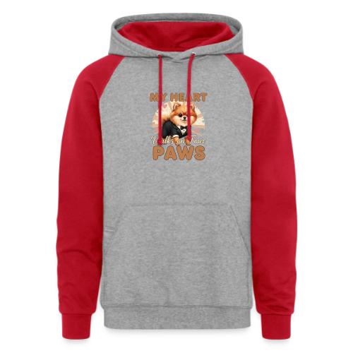 My Heart Walks on Four Paws – Pomeranian tee - Unisex Colorblock Hoodie