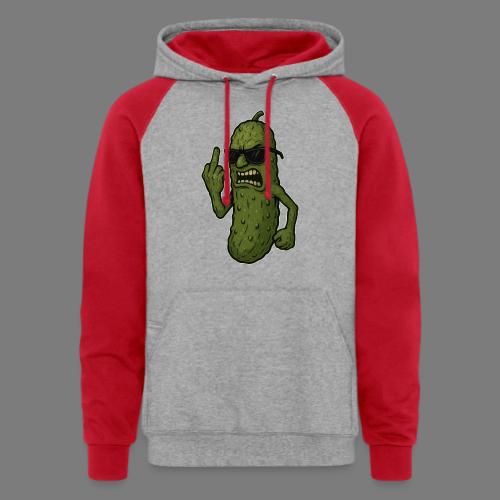 Angry Pickle Flipping the Bird - Unisex Colorblock Hoodie