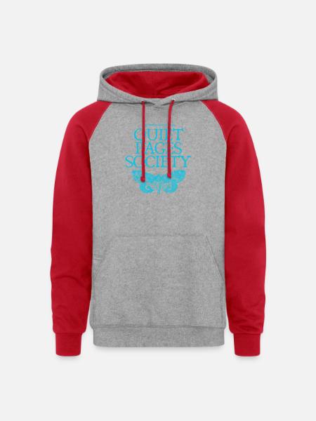 Quiet Pages Butterfly mornings - Unisex Colorblock Hoodie - heather grey/red