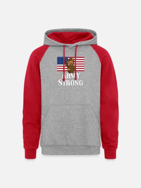 Patriotic Mule Soldier - Unisex Colorblock Hoodie - heather grey/red