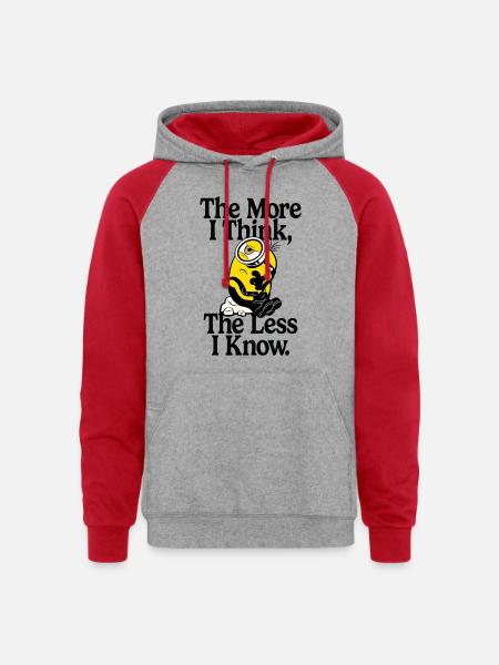 Minions The More I Think The Less I Know - Unisex Colorblock Hoodie - heather grey/red