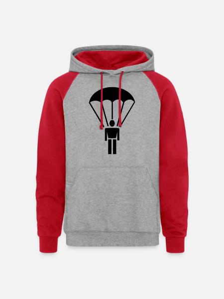 parachute - Unisex Colorblock Hoodie - heather grey/red