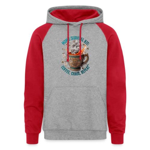 Mom's Survival Kit Tee | Coffee Chaos - Unisex Colorblock Hoodie