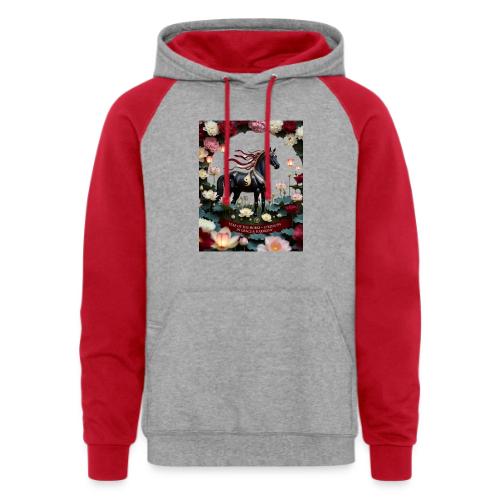 Year of the Horse Harmony T Shirt, Lunar New Year - Unisex Colorblock Hoodie
