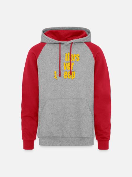 Hustlers Never Sleep - Unisex Colorblock Hoodie - heather grey/red
