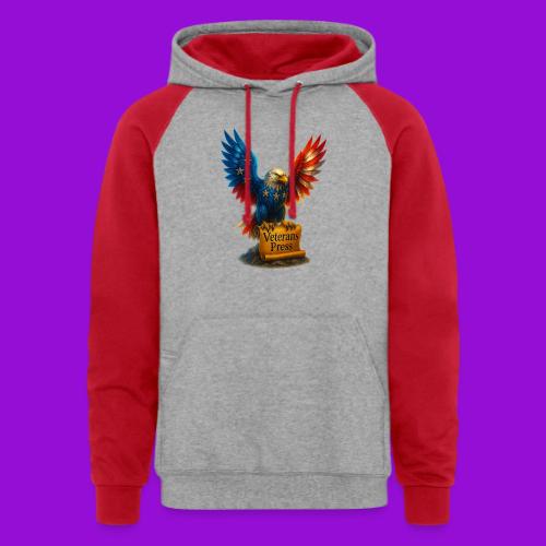 Veterans Press & Bald Eagle Flag 2 Print Set - Unisex Colorblock Hoodie