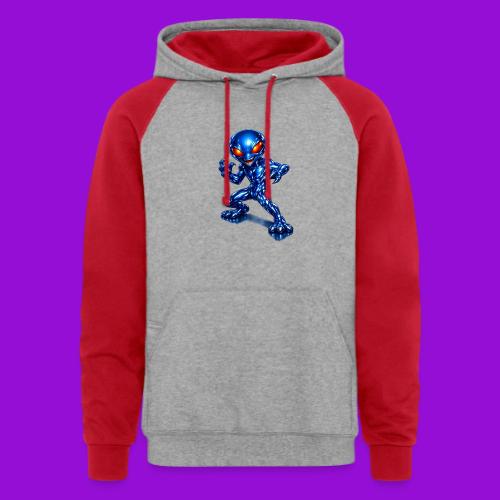 Angry Blue Alien - Unisex Colorblock Hoodie