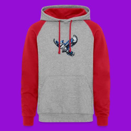 Silver Blue Jay in Flight - Unisex Colorblock Hoodie