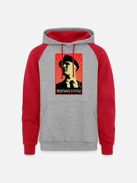 Observer Fringe - Unisex Colorblock Hoodie - heather grey/red