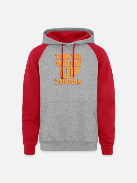 Turn the Volume Up Shirt - Unisex Colorblock Hoodie - heather grey/red
