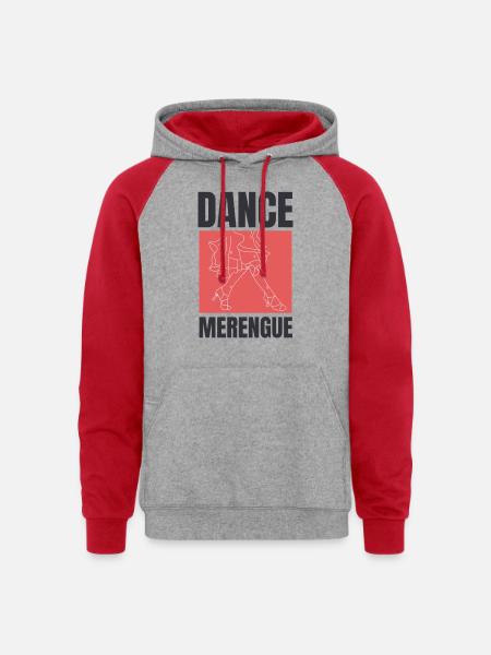 Dance Merengue, Latin music. - Unisex Colorblock Hoodie - heather grey/red