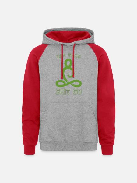 Let that shit go - Unisex Colorblock Hoodie - heather grey/red