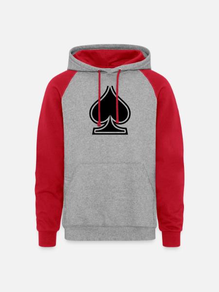 Spades - Unisex Colorblock Hoodie - heather grey/red