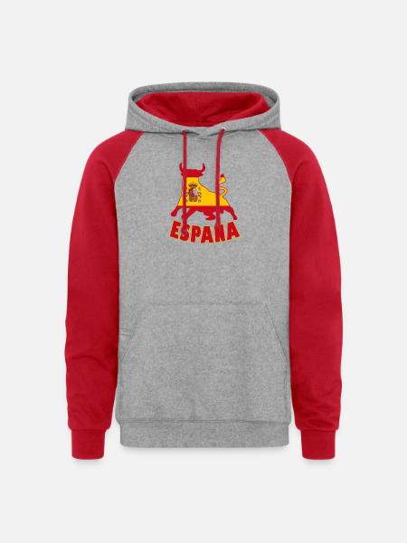 Spain / Espana Bull - Unisex Colorblock Hoodie - heather grey/red