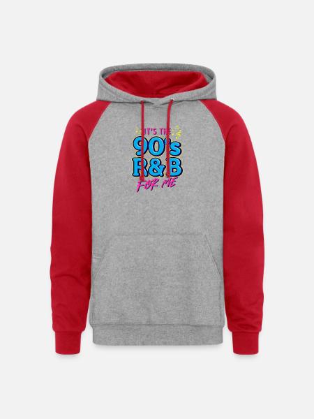 90s R&B Nostalgia RetroTee - Unisex Colorblock Hoodie - heather grey/red