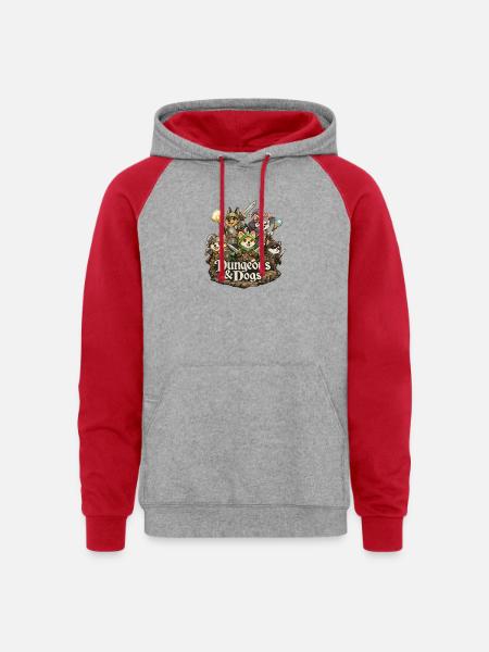 Dungeons & Dogs - Unisex Colorblock Hoodie - heather grey/red
