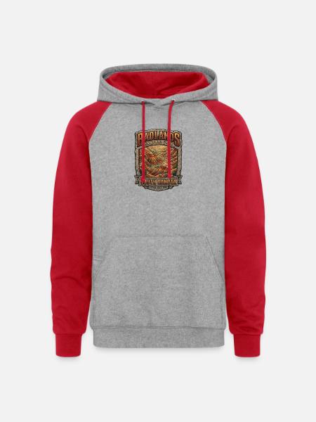 Badlands National Park Tee - Unisex Colorblock Hoodie - heather grey/red