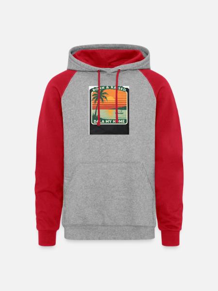 Born & Raised Dala My Home - Unisex Colorblock Hoodie - heather grey/red