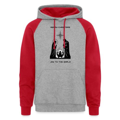 Joy to the World T-Shirt | Minimalist Nativity - Unisex Colorblock Hoodie