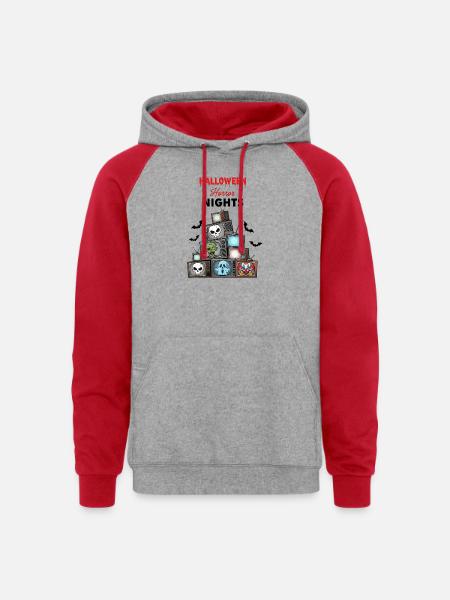 Stacked TV Monsters Halloween - Unisex Colorblock Hoodie - heather grey/red