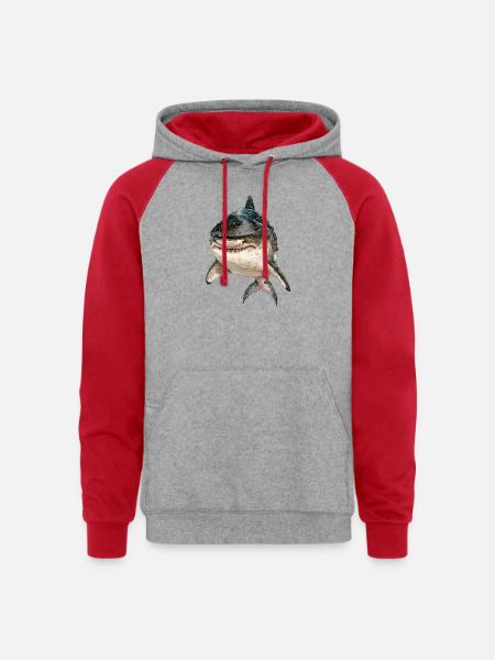 Tiger Shark - Unisex Colorblock Hoodie - heather grey/red