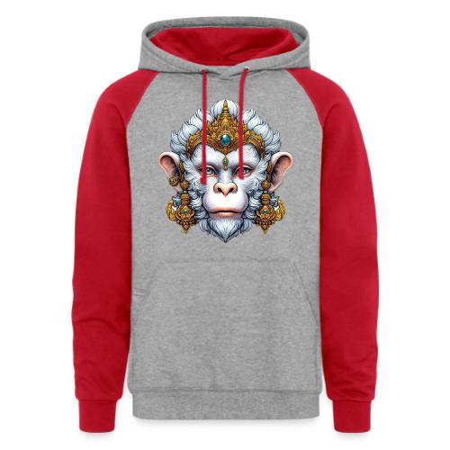 Thai Hanuman Monkey Deity Mask - Unisex Colorblock Hoodie