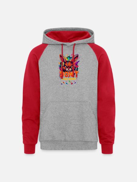 Rage_Bunny - Unisex Colorblock Hoodie - heather grey/red