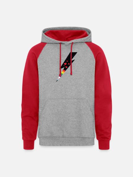 Pride Lightning - Unisex Colorblock Hoodie - heather grey/red
