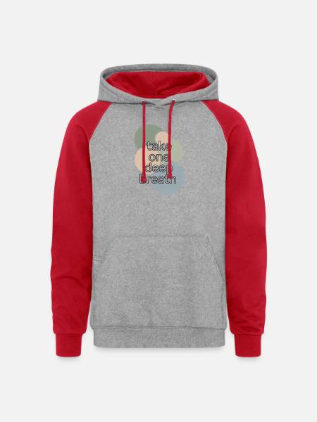 Pastel Circle Breath Reminder - Unisex Colorblock Hoodie - heather grey/red