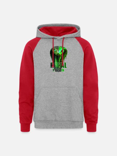Royal Poison Serpent Split - Unisex Colorblock Hoodie - heather grey/red