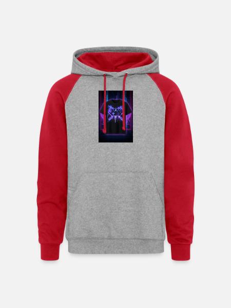 Neon Circuit Controller Glow - Unisex Colorblock Hoodie - heather grey/red