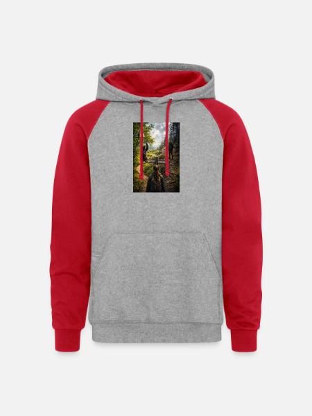 Choose the bear - Unisex Colorblock Hoodie - heather grey/red