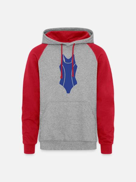 Swim Suit - Unisex Colorblock Hoodie - heather grey/red