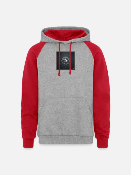 so-fresh-so-clean-mens-football-tee - Unisex Colorblock Hoodie - heather grey/red